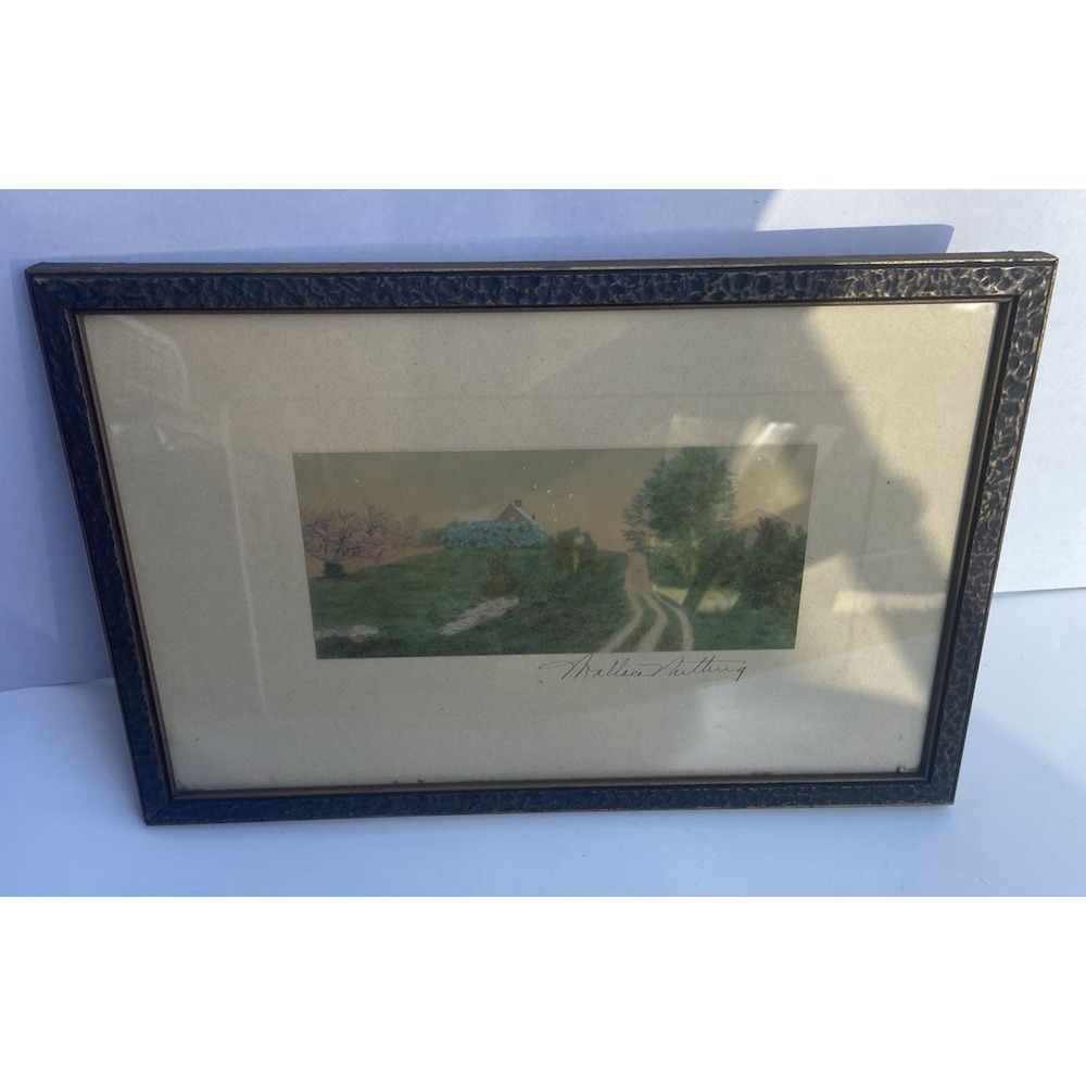 RARE Antique Hand-Tinted Framed Photograph by Wallace Nutting SIGNED 1920